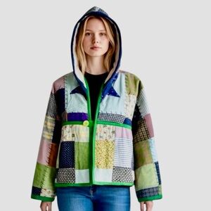 Vintage Patchwork‎ Quilt Hooded Bog Jacket – Upcycled Handmade -LARGE